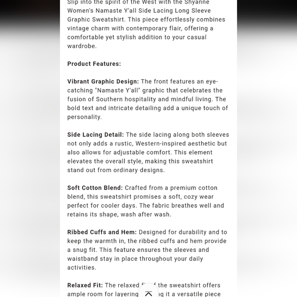 Shyanne Lace Graphic Namaste Long Sleeve Sweater Western Vintage Sweatshirt XXL - Picture 4 of 9